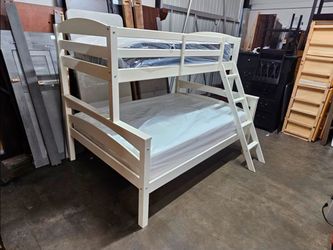 White Wood Twin over Full Bunk Bed
