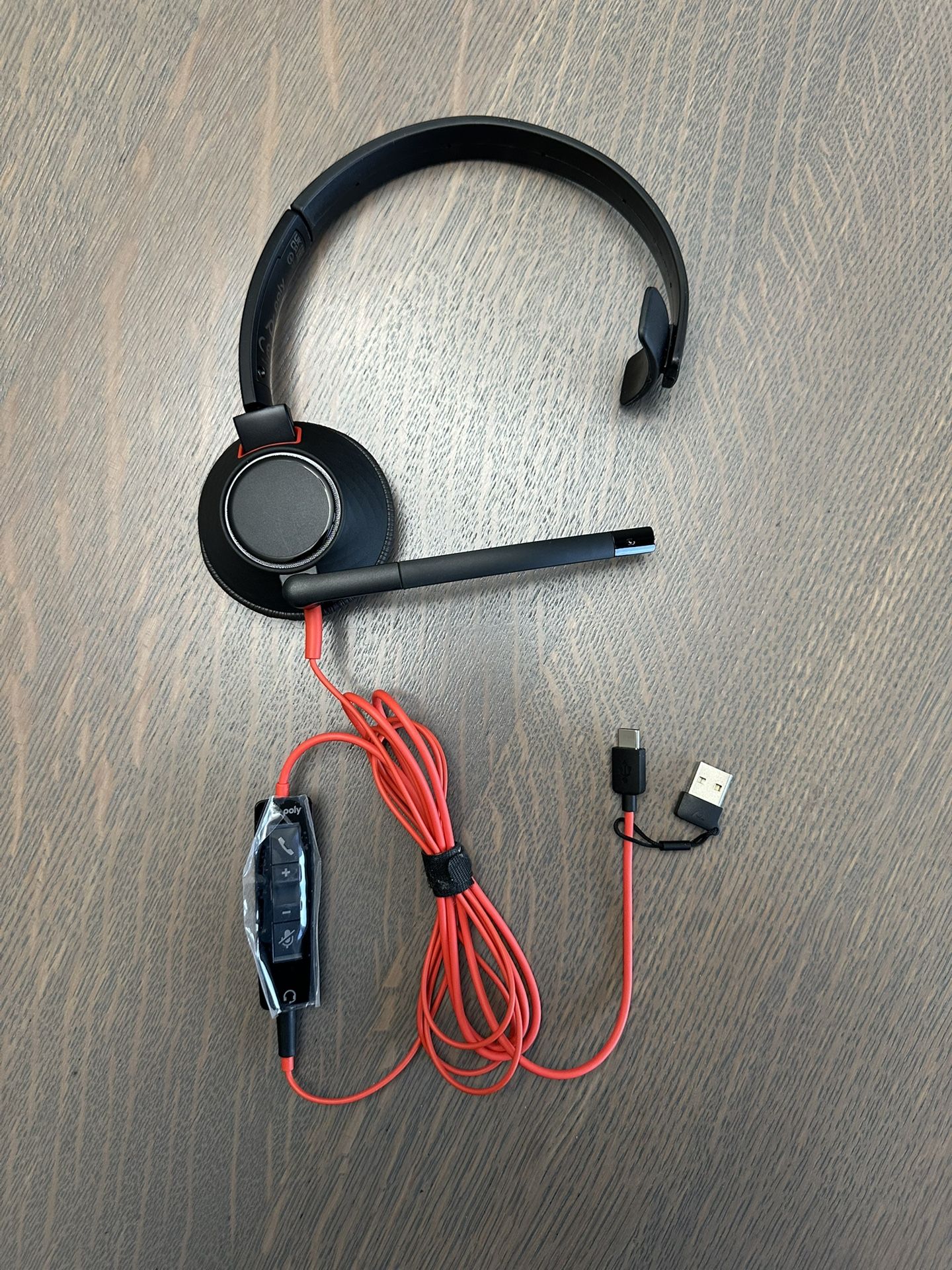 Poly 5210 USB-C Headset (Plantronics) - Wired, Single Ear (Monaural) Computer Headset with Boom Mic - USB-C, 3.5 mm jack for PC, Mac, Cell Phone