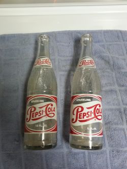 Pair of old Pepsi Cola Glass 12 oz Bottles