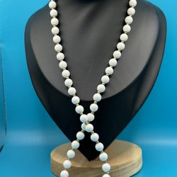 Vintage Monet Faux Pearl With Gold Tone Beads In Between 24” Long Good Condition 