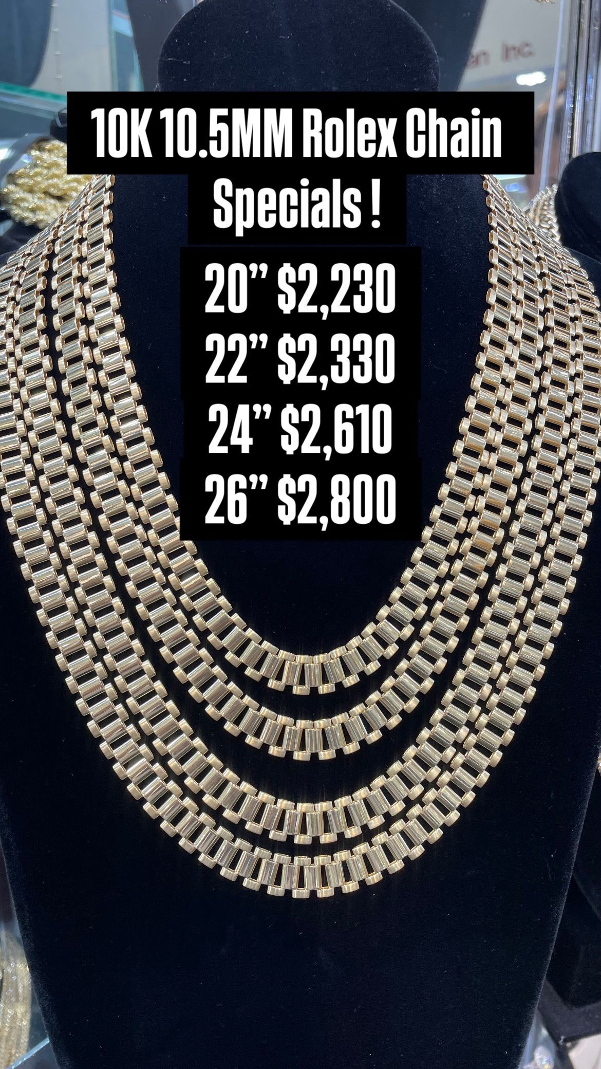 10K 10.5MM Rolex Chain Yellow Gold