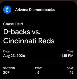 2 Diamondbacks vs Reds tickets, Diamond Level