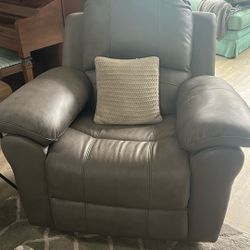 Grey Leather Recliner