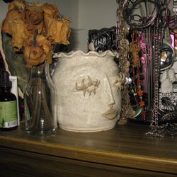 stunning ceramic pottery face pot