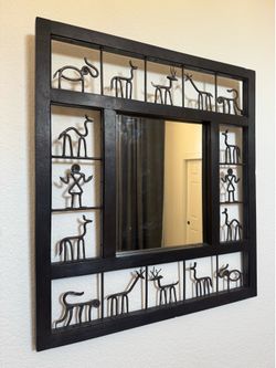 Mid-Century Frederic Weinberg Style Iron Mirror - MCM Shadow Box