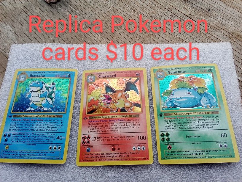Pokemon Replica Cards $10 Each