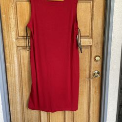 Emme by FMG Red Sleeveless Shift Dress Size 1 (XL) Stretch Midi Made USA NWT
