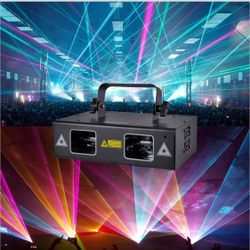 DJ Lights Party Lights, Gruolin RGB Full Color Laser Stage Light Music Sound Activated & DMX Control Patterns Projector, Perfect for Party Disco Bar C