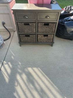 Wicker Basket Storage Unit - Gray