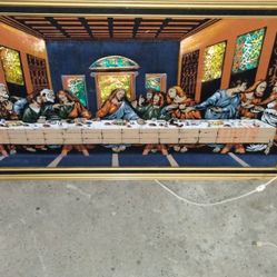 Last Supper Ashbrook Painting On Black Velvet With LED 