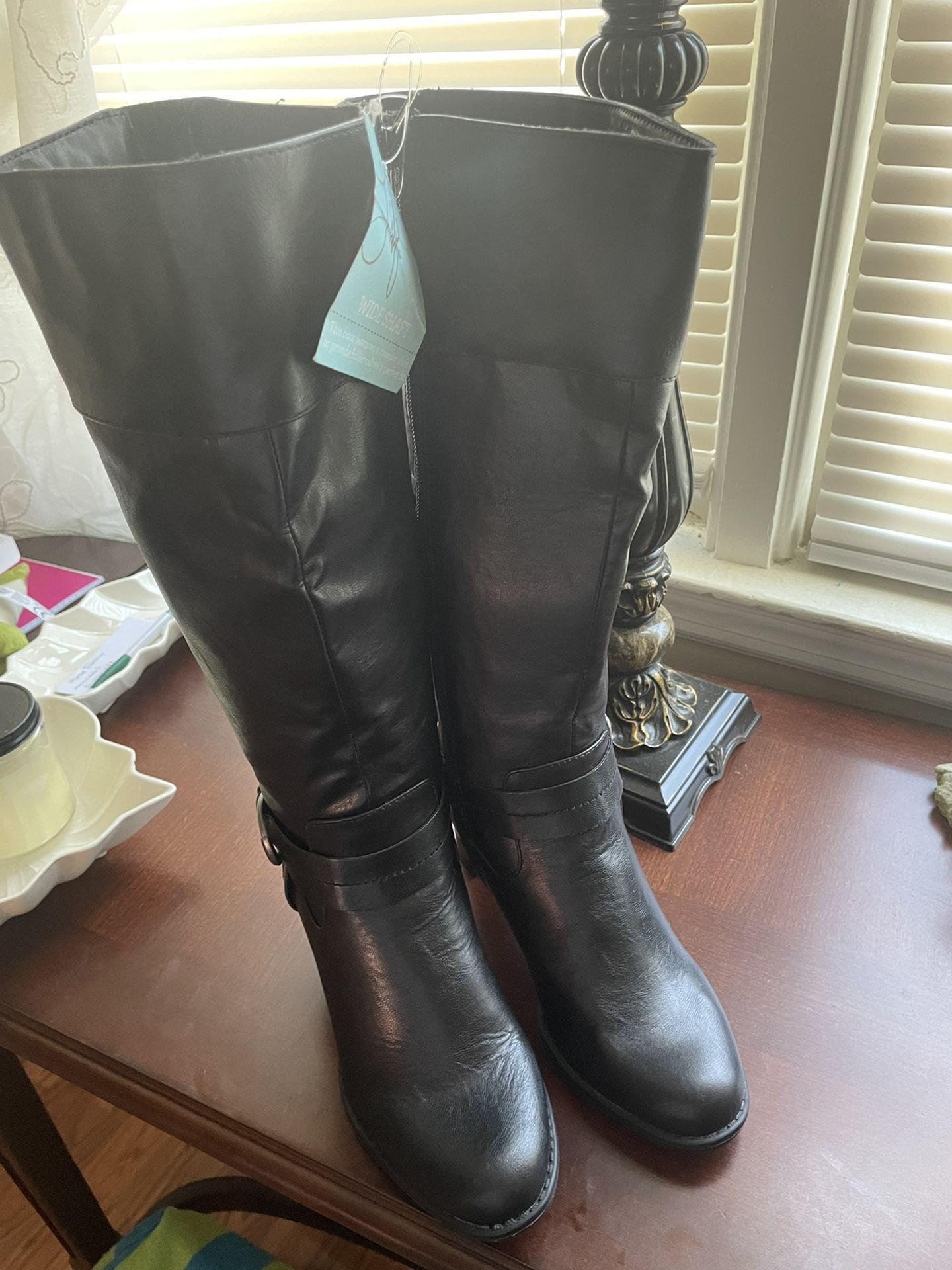 New Life Stride Wide Calf Boots Black Size 8