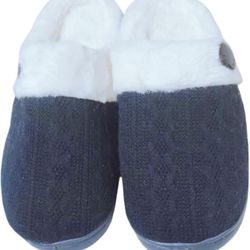 Black 8-8.5 Women/8.5-9 home slippers Unisex home slippers Daily warm memory cotton flat bottom anti slip plush lining slippers