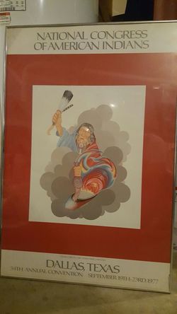 Vintage framed American Indian poster