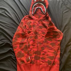 BAPE Color Camo Shark Full Zip Hoodie Red