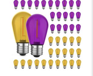 42 Pack S14 Colored LED Light Bulbs, Orange & Purple