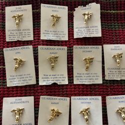 Guardian Angle Pins With Birthstone 