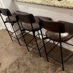 Set Of 3 Armless Counter Height Bar Stools