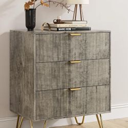 Grey Fluted 3 Drawer Dresser