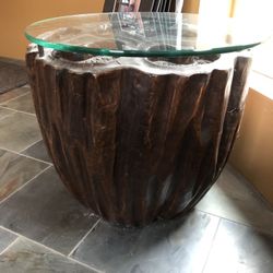 Lotus Carved End Table