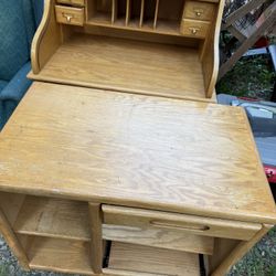 Roll Top Desk and matching Printer Side Table 