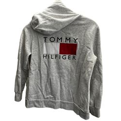 Tommy Hilfiger Logo Zip Up Hoodie Swearshirt Gray, Size SMALL