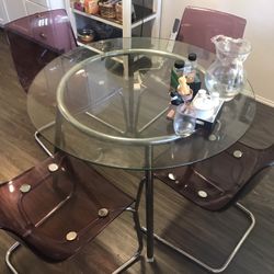 Ikea Salmi glass dining table & Tobias chairs 