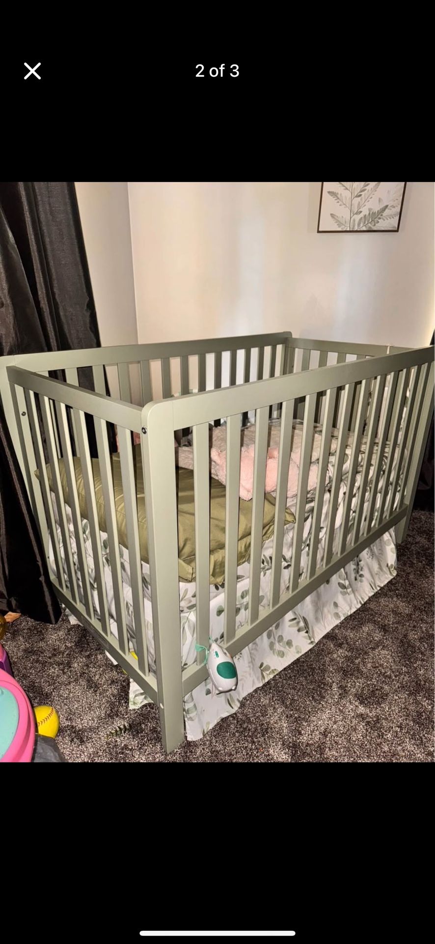 Sage Green Baby Crib