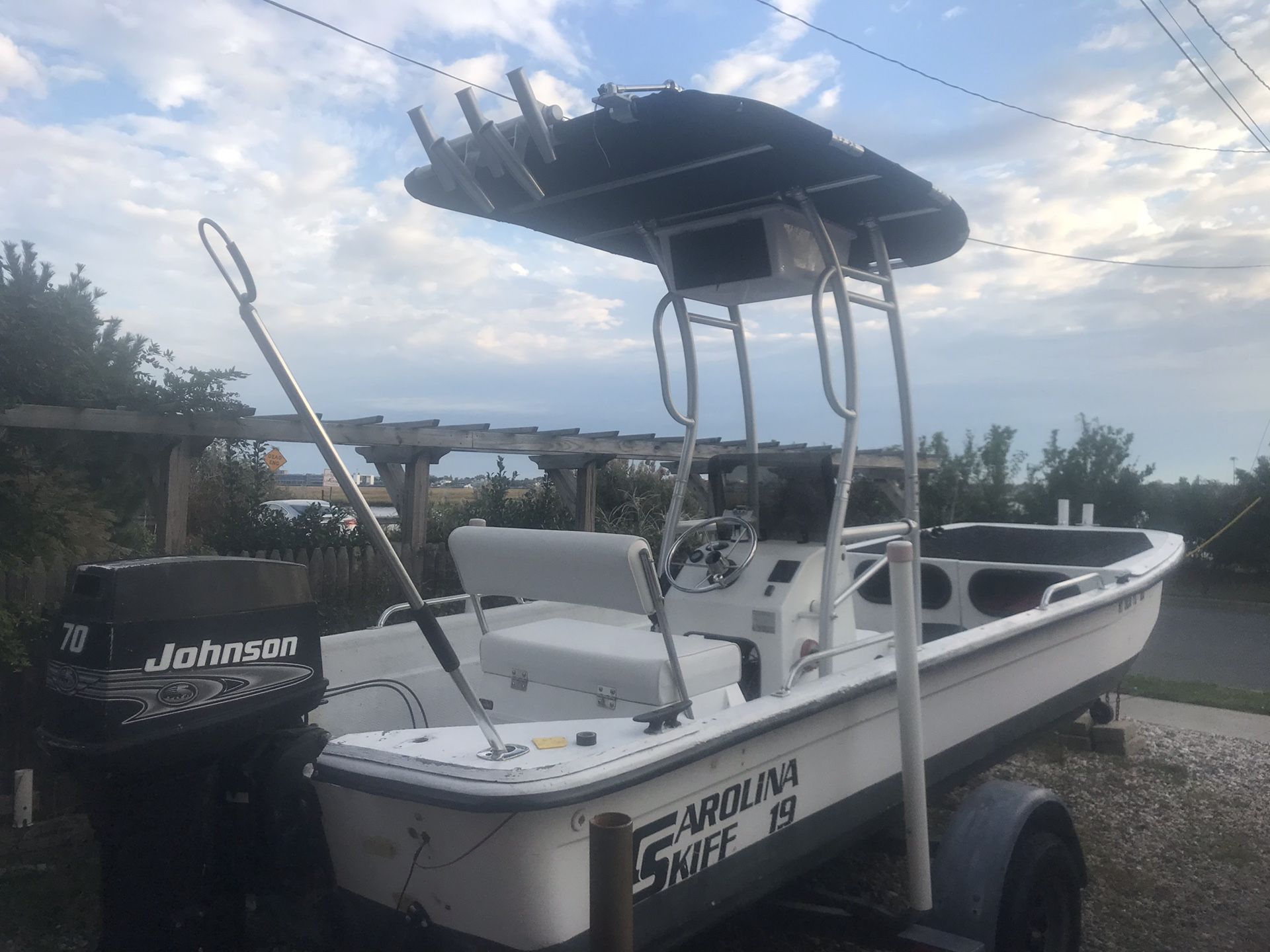19ft Carolina skiff boat with 70hp outboard engine