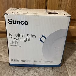 Sunco 6 inch ultra slim down LED smooth, trim 850 Lumens