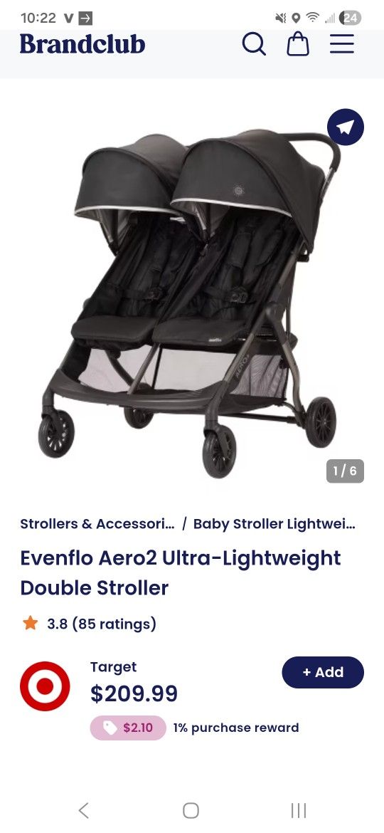 aero² ultra-lightweight double stroller