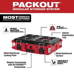 Milwaukee 48-22-8424. PACKOUT 22 in. Medium Red Tool Box with 75 Ibs. Weight Capacity.