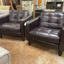 Pair Of Leather Arm Chairs 