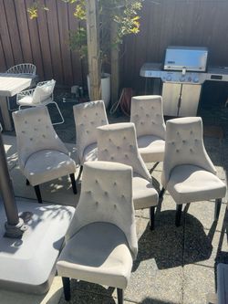 6 Light Grey Dining Room Chairs – Set