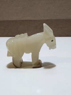 VINTAGE CALCITE Green Onyx HEALING Stone - Standing Donkey Figurine