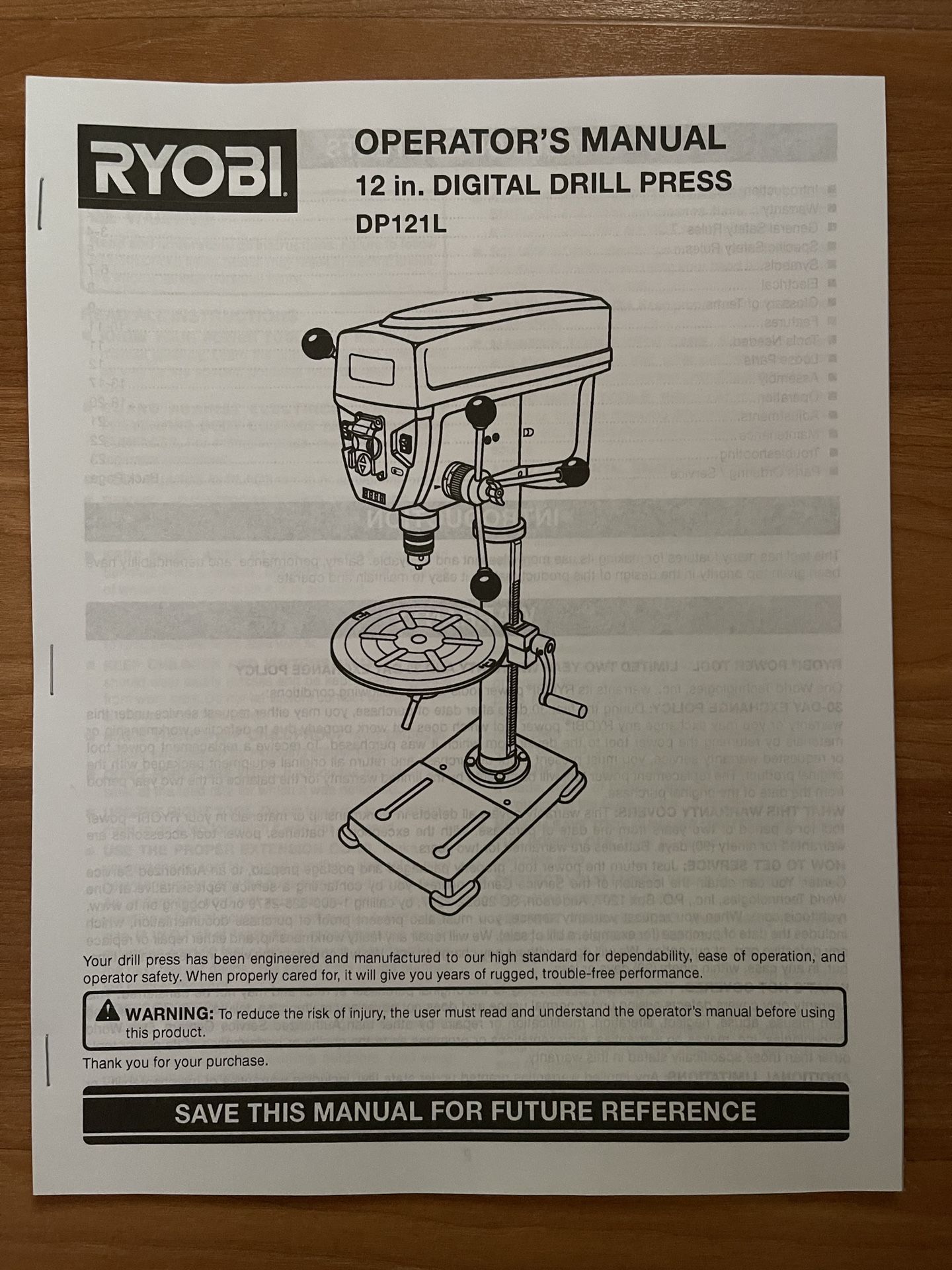 Ryobi 12 drill press