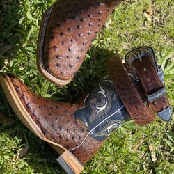 Mens Boots And Belt Set