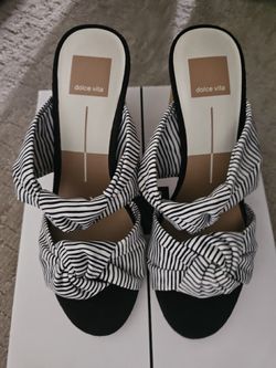 Dolce Vita Shoes Black & White Striped Knot Mules
