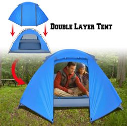 BRAND NEW 1-2 Person Double Layer Camping Tent with Rainfly - Blue