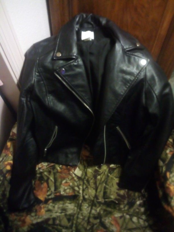 H&M Black Leather Jacket Size 4 Women's