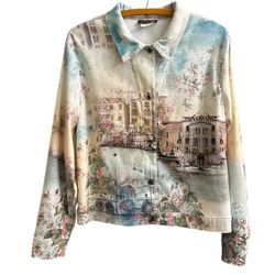 EUC Impulse California Size M Multicolor Scenic Paris Print Jacket