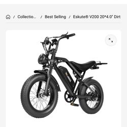 Eskute® V200 20*4.0" Dirt Electric Bike for Kids&Teens - Black / Bike With Rear Rack + Foot Pedal 
