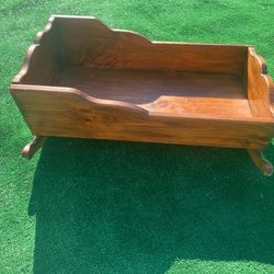 ANTIQUE WOOD BABY/DOLL CRADLE or PLANTER. $60. pick up WAUKEGAN ILLINOIS