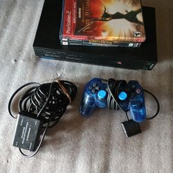 PS2 Fat With One Controller And Three Games