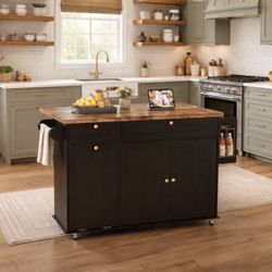 Island with Power Outlet & Drop Leaf