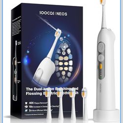 Soocas Neos, Electric Toothbrush with Water Flosser Combo, 2 in 1 Flossing Toothbrush for Adults, Built in Water Tank, 40X Cleaning Effect 6 Settings 