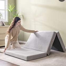 Ikea LYCKSELE LÖVÅS Mattress with Gray Heavy duty cover