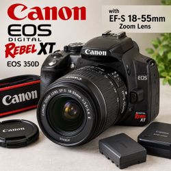 CANON EOS DIGITAL REBEL XT / 350D DSLR WITH 18–55MM LENS  💲 Asking Price: $95 — includes the Canon 18–55mm lens