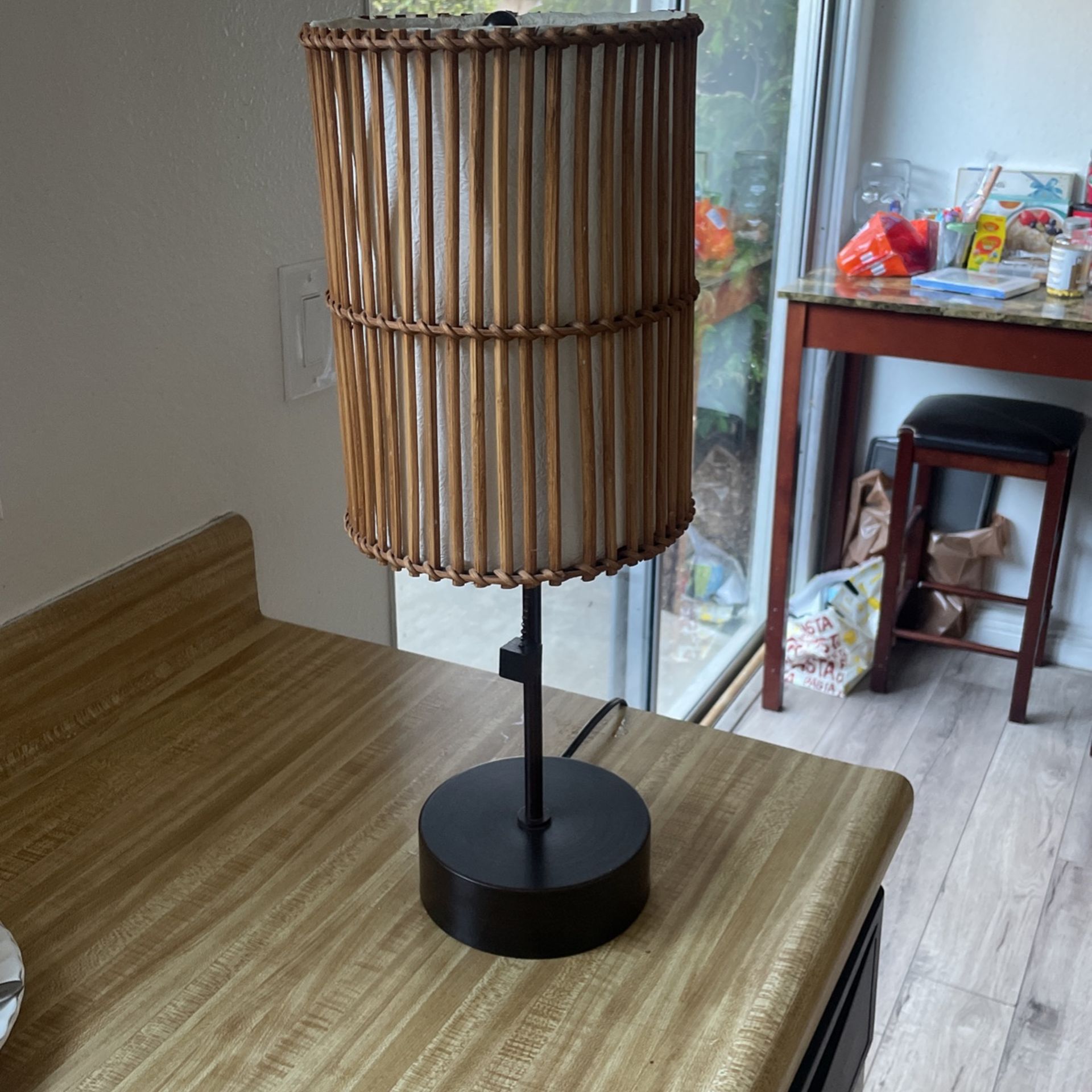 Indoor Island Lamp With Wooden Shade