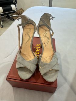 Nina Gray Suede Platform Ankle Strap Heels – Women’s Dress Sandals