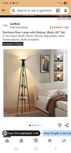 Floor Lamp with Shelves, Black